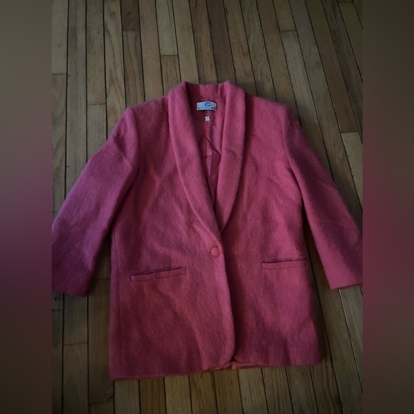 VTG Nicole Summer Pink Blazer Suit Jacket Women Small Mohair Wool Blend Barbie - Picture 7 of 7